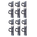 six grey anchor hooks stacked next to each other with a white background